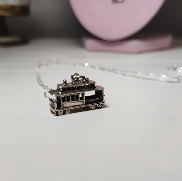 Vintage BEAU Sterling San Francisco Cable Car NECKLACE 22" - Picture 4 of 12